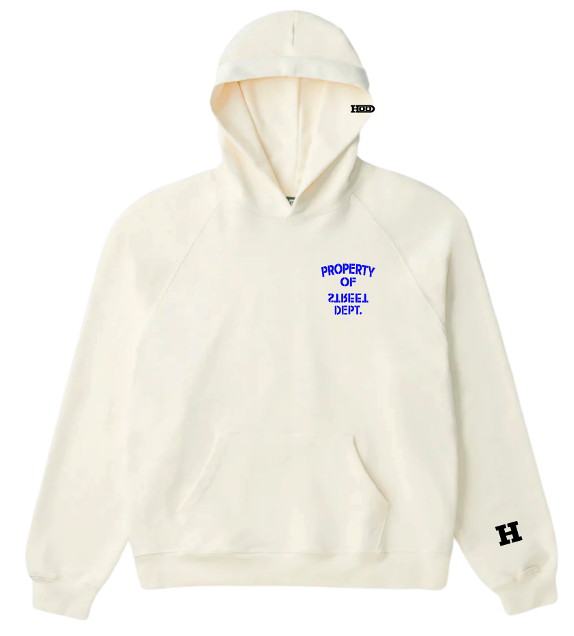 PROPERTY OF THE STREETS HOODIE WHITE BLACK