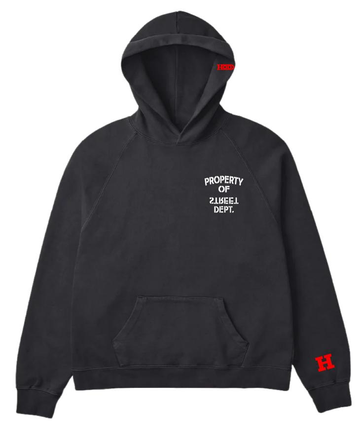 PROPERTY OF THE STREETS HOODIE WHITE BLACK